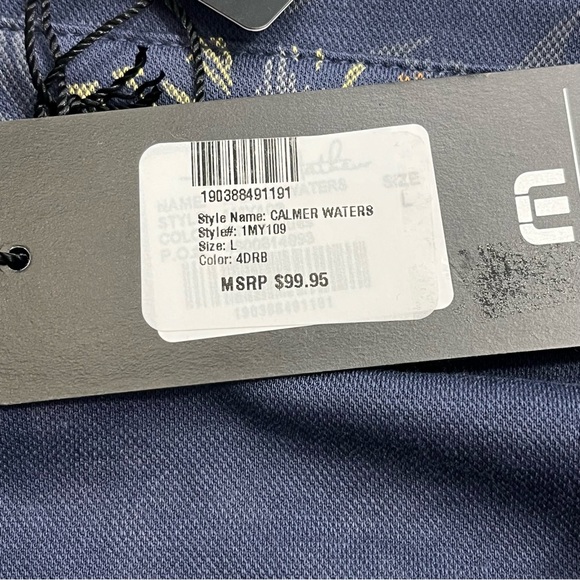 NEW Travis Mathew Polo Shirt Mens Large Blue Golf Calmer Waters Floral Hawaiian - Picture 6 of 10